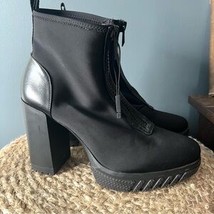 Zara Mid Calf Fabric Upper Heeled Platform Boots
